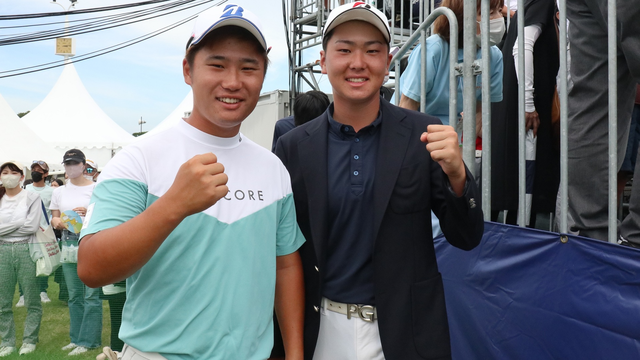 祝ベストアマ。沖学園高校3年の林田直也さんの目標は「尊敬されるプロゴルファー」
